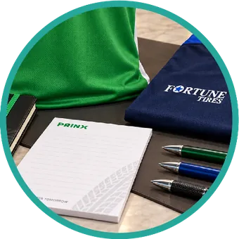 Branded notebooks and pens
