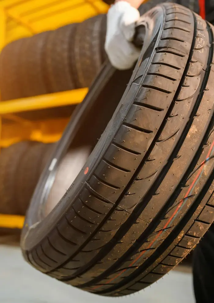 Close-up of a passenger tyre tread